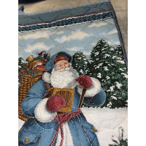 Christmas Stocking Blue With Santa And Toy Sack - Picture 6 of 9